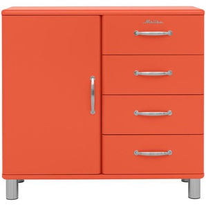 Kommode, Rot, Metall, 1 Fächer, 4 Schubladen, 98x92x41 cm, Typenauswahl, Beimöbel erhältlich, stehend, in verschiedenen Holzdekoren erhältlich, Wohnzimmer, Kommoden & Sideboards, Kommoden