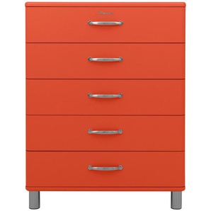 Kommode, Rot, Metall, 5 Schubladen, 86x111x41 cm, Typenauswahl, Beimöbel erhältlich, stehend, in verschiedenen Holzdekoren erhältlich, Wohnzimmer, Kommoden & Sideboards, Kommoden