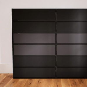 Kommode Schwarz - Design-Lowboard: Schubladen in Schwarz - Hochwertige Materialien - 151 x 117 x 34 cm, Selbst zusammenstellen