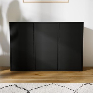 Kommode Schwarz - Design-Lowboard: Türen in Schwarz - Hochwertige Materialien - 118 x 79 x 34 cm, Selbst zusammenstellen