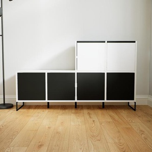 Kommode Schwarz - Design-Lowboard: Türen in Schwarz - Hochwertige Materialien - 156 x 91 x 34 cm, Selbst zusammenstellen