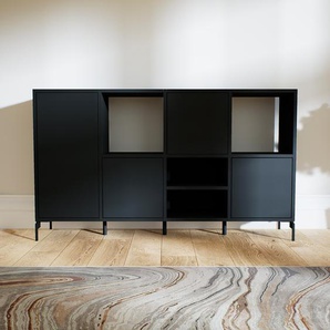 Kommode Schwarz - Design-Lowboard: Türen in Schwarz - Hochwertige Materialien - 156 x 91 x 34 cm, Selbst zusammenstellen