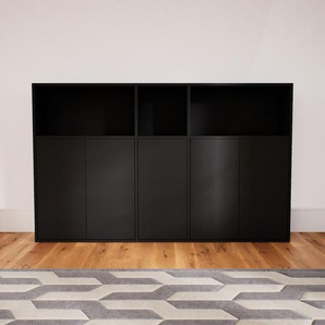 Kommode Schwarz - Design-Lowboard: Türen in Schwarz - Hochwertige Materialien - 190 x 117 x 34 cm, Selbst zusammenstellen