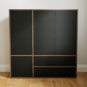 Kommode Schwarz - Lowboard: Schubladen in Schwarz & Türen in Schwarz - Hochwertige Materialien - 115 x 117 x 34 cm, konfigurierbar