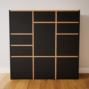 Kommode Schwarz - Lowboard: Schubladen in Schwarz & Türen in Schwarz - Hochwertige Materialien - 118 x 117 x 34 cm, konfigurierbar