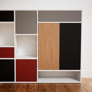 Kommode Schwarz - Lowboard: Schubladen in Schwarz & Türen in Schwarz - Hochwertige Materialien - 154 x 117 x 34 cm, konfigurierbar
