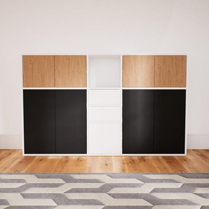 Kommode Schwarz - Lowboard: Schubladen in Weiß & Türen in Schwarz - Hochwertige Materialien - 190 x 117 x 34 cm, konfigurierbar