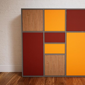 Kommode Terrakotta - Lowboard: Schubladen in Gelb & Türen in Terrakotta - Hochwertige Materialien - 118 x 117 x 34 cm, konfigurierbar