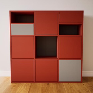 Kommode Terrakotta - Lowboard: Schubladen in Grau & Türen in Terrakotta - Hochwertige Materialien - 118 x 117 x 34 cm, konfigurierbar