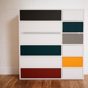 Kommode Weiß - Design-Lowboard: Schubladen in Weiß - Hochwertige Materialien - 115 x 117 x 34 cm, Selbst zusammenstellen