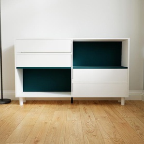 Kommode Weiß - Design-Lowboard: Schubladen in Weiß - Hochwertige Materialien - 151 x 91 x 34 cm, Selbst zusammenstellen