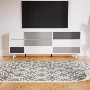 Kommode Weiß - Design-Lowboard: Schubladen in Weiß - Hochwertige Materialien - 190 x 72 x 34 cm, Selbst zusammenstellen