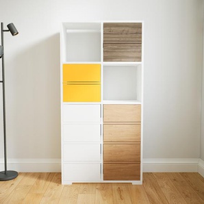 Kommode Weiß - Design-Lowboard: Schubladen in Weiß - Hochwertige Materialien - 79 x 158 x 34 cm, Selbst zusammenstellen