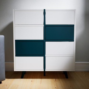 Kommode Weiß - Design-Lowboard: Schubladen in Weiß - Hochwertige Materialien - 79 x 91 x 34 cm, Selbst zusammenstellen