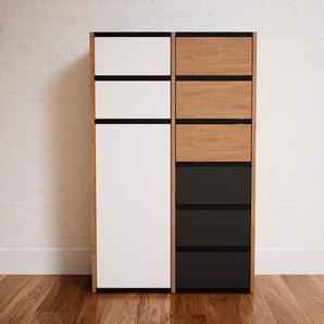 Kommode Weiß - Lowboard: Schubladen in Graphitgrau & Türen in Weiß - Hochwertige Materialien - 79 x 117 x 34 cm, konfigurierbar