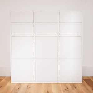 Kommode Weiß - Lowboard: Schubladen in Weiß & Türen in Weiß - Hochwertige Materialien - 118 x 117 x 34 cm, konfigurierbar