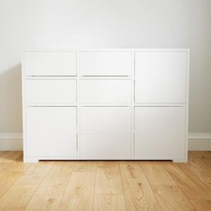 Kommode Weiß - Lowboard: Schubladen in Weiß & Türen in Weiß - Hochwertige Materialien - 118 x 81 x 34 cm, konfigurierbar