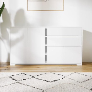 Kommode Weiß - Lowboard: Schubladen in Weiß & Türen in Weiß - Hochwertige Materialien - 151 x 81 x 34 cm, konfigurierbar