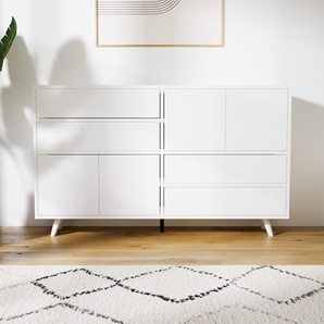 Kommode Weiß - Lowboard: Schubladen in Weiß & Türen in Weiß - Hochwertige Materialien - 151 x 91 x 34 cm, konfigurierbar