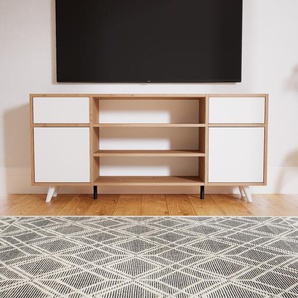 Kommode Weiß - Lowboard: Schubladen in Weiß & Türen in Weiß - Hochwertige Materialien - 154 x 72 x 34 cm, konfigurierbar