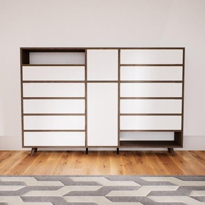 Kommode Weiß - Lowboard: Schubladen in Weiß & Türen in Weiß - Hochwertige Materialien - 190 x 129 x 34 cm, konfigurierbar