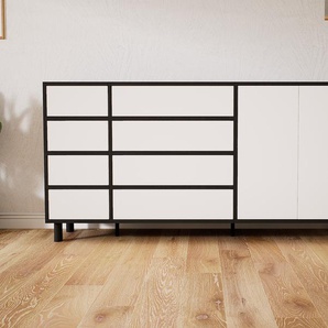 Kommode Weiß - Lowboard: Schubladen in Weiß & Türen in Weiß - Hochwertige Materialien - 190 x 91 x 47 cm, konfigurierbar
