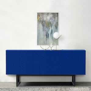 Kommode WOODMAN Sideboards Gr. B/H/T: 175 cm x 75 cm x 45 cm, blau (dunkel blau) Kommode mit besonderem Print, push-to-open Funktion