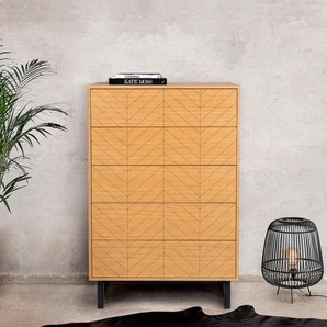 Kommode WOODMAN Sideboards Gr. B/H/T: 80 cm x 123 cm x 48 cm, 5, beige (natur) Kommode im skandinavischen Design, mit besonderem Print