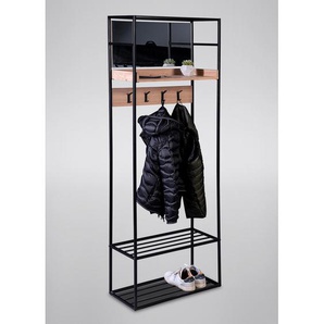 Kompaktgarderobe Vejen 65 x 180 x 30cm Schwarz/Braun