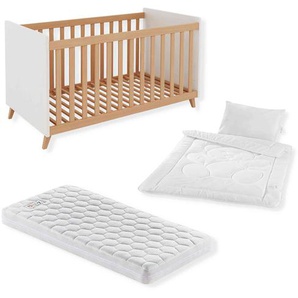 Komplettset Lino – Babybett in 70x140 cm, inkl. Lattenrost, Matratze und Bettenset