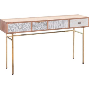 Konsolentisch GUTMANN FACTORY Linea Tische Gr. B/H/T: 130cm x 80cm x 44cm, beige (natur, natur) mit Schnitzereien und verschiedenen Materialien verziert, Shabby Chic