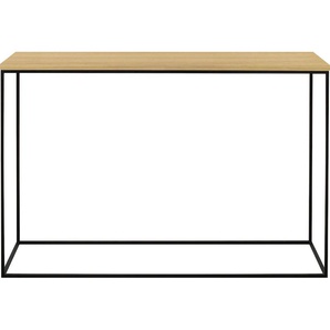 Konsolentisch TEMAHOME Gleam, braun (eichefarben, schwarz), B:120cm H:76cm T:40cm, Tische, mit edlem schwarzen Metallgestell, Tischplatte aus Marmor oder Holz