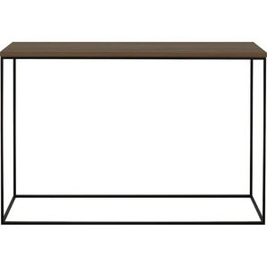 Konsolentisch TEMAHOME Gleam, braun (walnußfarben, schwarz), B:120cm H:76cm T:40cm, Tische, mit edlem schwarzen Metallgestell, Tischplatte aus Marmor oder Holz