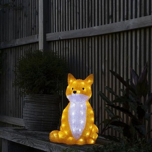 KONSTSMIDE Weihnachtsfigur Weihnachtsdeko aussen (1 St), LED Acryl Fuchs, sitzend, 64 kalt weiße Dioden