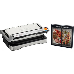 Kontaktgrill TEFAL OptiGrill 2in1 XL GC782D Kontaktgrill_Standgrill_Tischgrill_Teppanyakigrill silberfarben (silber)