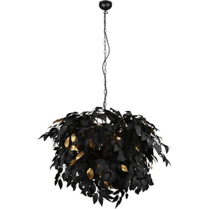 Kronleuchter TRIO LEUCHTEN Leavy Lampen Gr. Ø 70 cm Höhe: 150 cm, schwarz (schwarz gold) Kronleuchter Hängelampe Blatt Design, Pendelleuchte exkl 4xE14 max 28W