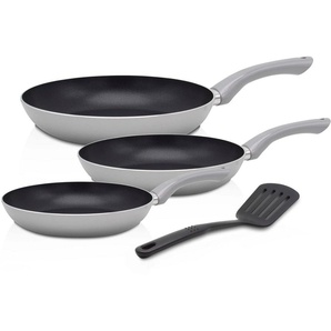 Krüger Pfannen-Set Aluminium Pfannenset London, 4 tlg., Aluminium (Set, 4-tlg., je 1 Bratpfanne Ø 20 /24 / 28 cm, 1 Pfannenwender), für Induktions-Kochfelder geeignet