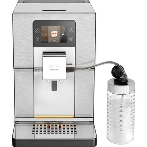 KRUPS Kaffeevollautomat EA877D Intuition Experience+ Kaffeevollautomaten 21 Heiß- und Kaltgetränke-Spezialitäten, geräuscharm, Farb-Touchscreen schwarz (edelstahl/schwarz)