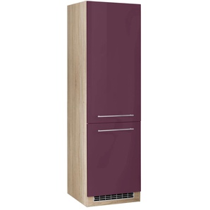 Kühlumbauschrank KOCHSTATION KS-Eton Schränke Gr. B/H/T: 60cm x 200cm x 60cm, 2 St., lila (aubergine hochglanz) für großen Kühlschrank, Nischenmaß 178 cm