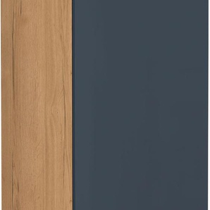 Kühlumbauschrank NOBILIA Easytouch, mit zwei Türen und zusätzlichem Einlegeboden Schränke Gr. B/H/T: 60 cm x 216,6 cm x 58,3 cm, Türanschlag rechts, 2 St., blau (front: lacklaminat fjordblau ultramatt, korpus: eiche sierra nachbildung)