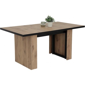 Kulissen-Esstisch HELA ANNI Tische Gr. B/H/T: 160cm x 76cm x 90cm, Einlegeplatten, braun (viking oak/schwarz + viking oak/schwarz) Esstisch, 4-Stufiger Auszug, bis zu 320cm Breite