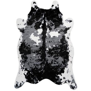 Kunstfell, Schwarz, Weiß, Kunststoff, organisch, 160x230 cm, Teppiche & Böden, Teppiche, Fellteppiche