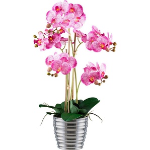 Kunstorchidee Orchidee Phalaenopsis, Creativ green, Höhe 62 cm, mit silberfarbenem Keramiktopf