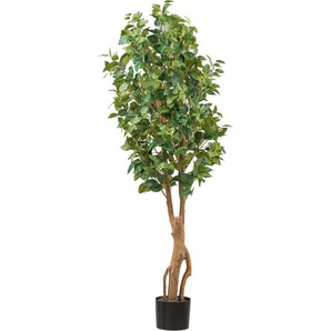 Kunstpflanze Ficus benjamina Grünpflanze, Creativ green, Höhe 160 cm, mit sehr naturgetreu gestalteten Blättern