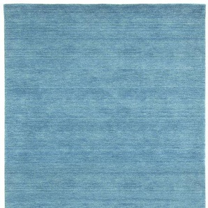 Läufer MORGENLAND GABBEH FEIN UNI Teppiche Gr. B: 80cm, L: 300cm, blau (türkis) pure Schurwolle Einfarbig, Wohnzimmer