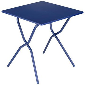 Lafuma Mobilier Gartenklapptisch, Blau, Metall, rechteckig, Rundrohr, X-Form, 64x73x70 cm, klappbar, UV-beständig, wetterbeständig, platzsparend, Balkonmöbel, Balkontische