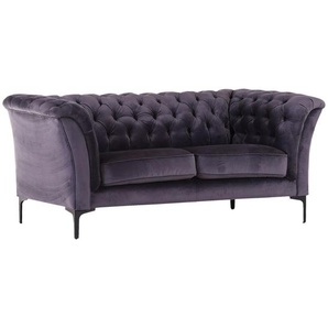 Landscape Chesterfield-Sofa, Anthrazit, Textil, Uni, 2-Sitzer, 195x80x100 cm, Typenauswahl, Stoffauswahl, Hocker erhältlich, Rücken echt, Wohnzimmer, Sofas & Couches, Sofas, Chesterfield Sofas