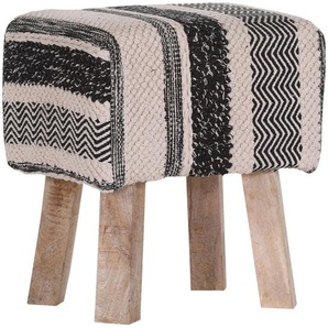 Landscape Hocker Beachclub, Natur, Schwarz, Textil, Mangoholz, massiv, rechteckig, 40x50x33 cm, erweiterbar (Typenauswahl), Wohnzimmer, Hocker, Sitzhocker