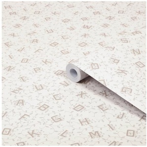 LAURA ASHLEY Vliestapete Alphabet Dove Grey, texturiert, (1 St), 10mx52cm