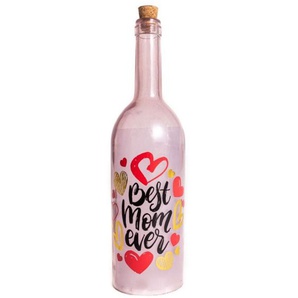 Led Deko Flasche Best Mom Ever Pink Glas Leuchtflasche Lichterflasche - Trendline